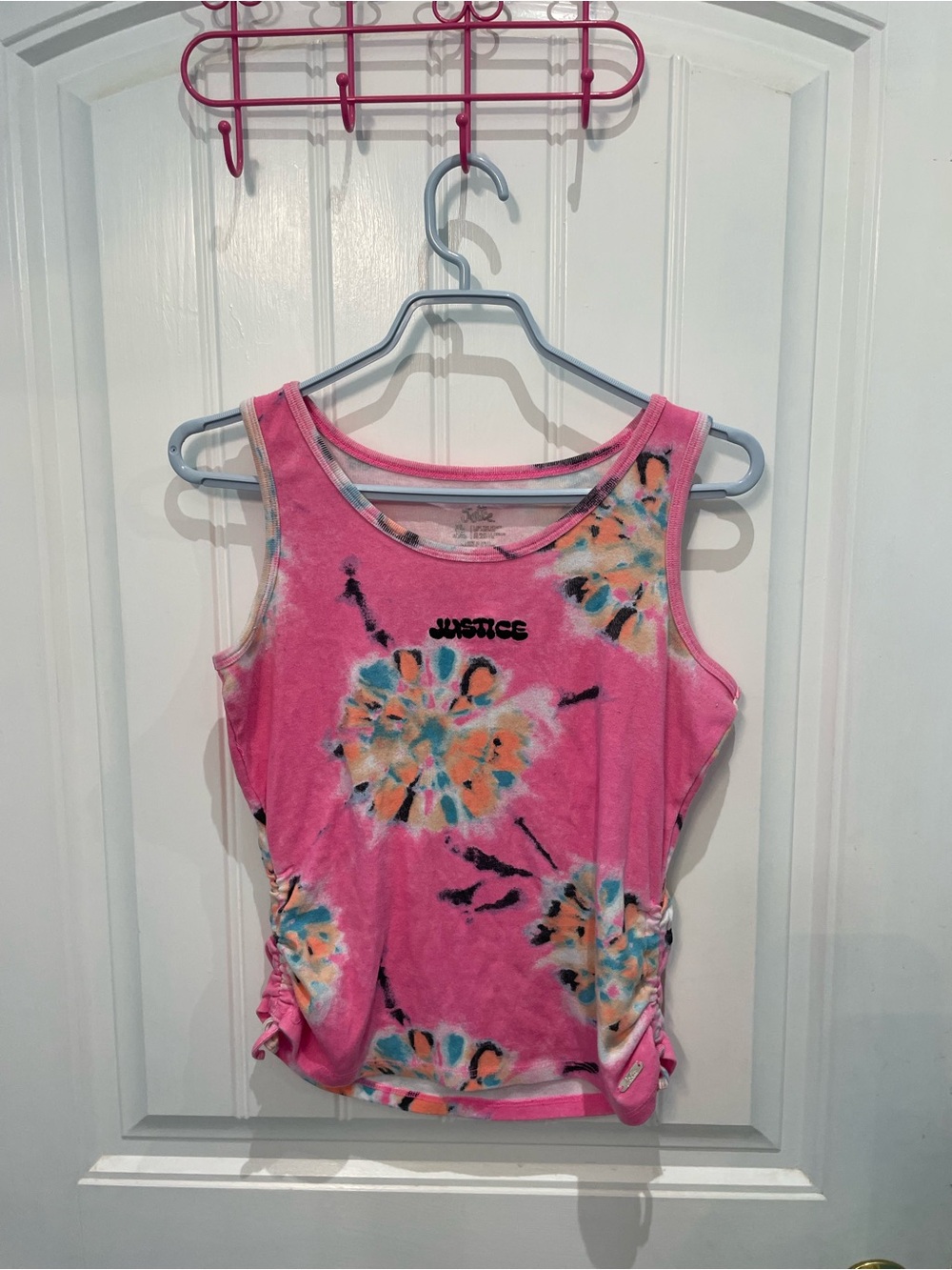 Justice Pink Floral Tie-Dye Tank Top
